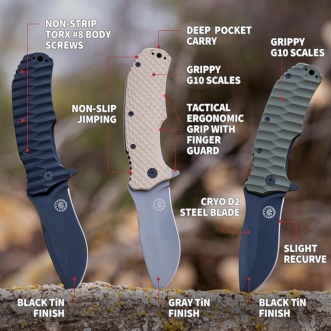 Off-Grid Knives - Rapid Fire Ranger, Camping & Hunting Knife, Cryo D2 Blade Steel with Olive Drab