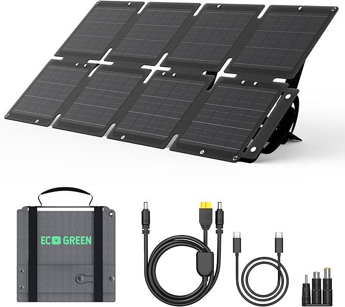 Portable Solar Panel 60W, Monocrystalline 24.8% High Efficiency Foldable Solar Panel, USB C Solar