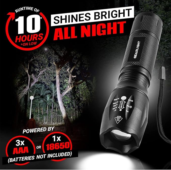 GearLight LED Flashlights - Mini Camping Flashlights with High Lumens, 5 Modes, Zoomable Beam