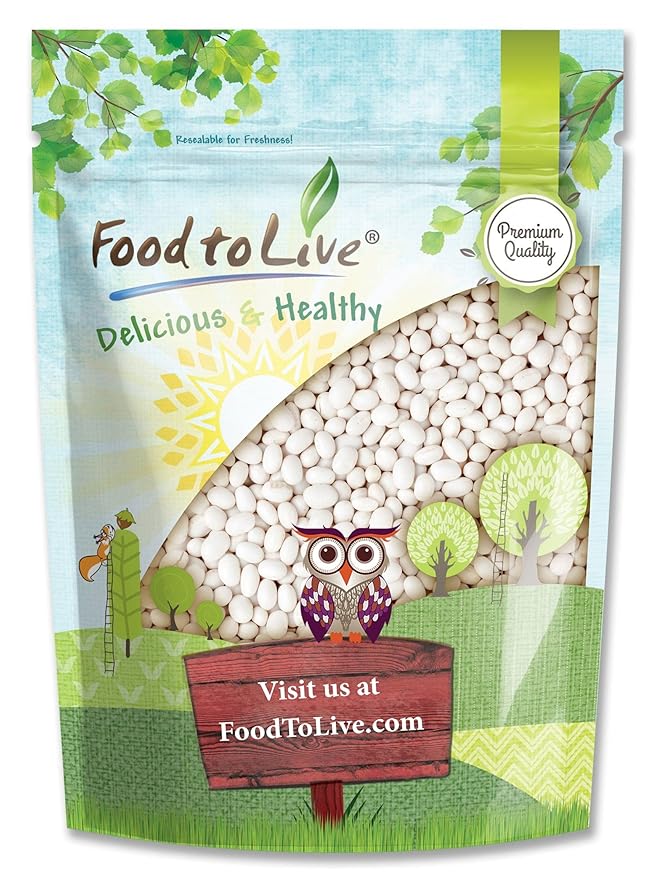 Food to Live Navy Beans, 2 Pounds Raw, Dried, Vegan, Kosher, Whole Small White Kidney Beans in