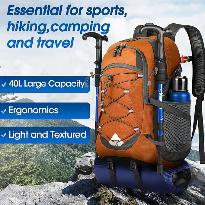 IGOLUMON Hiking Backpack 40L Packable Lightweight Camping Backpack Men Women Waterproof Hiking