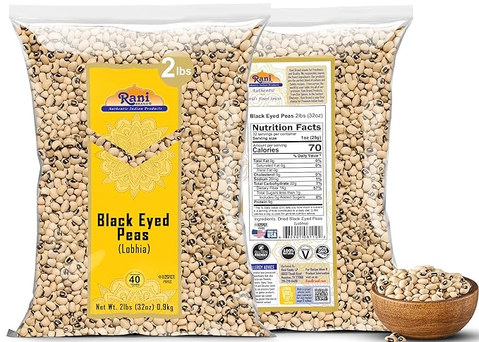 Rani Black Eyed Peas, Dried Cowpeas (Lobhia) 32oz (2lbs) 908g ~ All Natural | Vegan | Kosher |