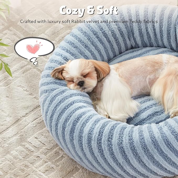 MIXJOY Calming Dog Beds Large Sized Dogs - Washable Donut Large Dog Bed with Removable Zipper