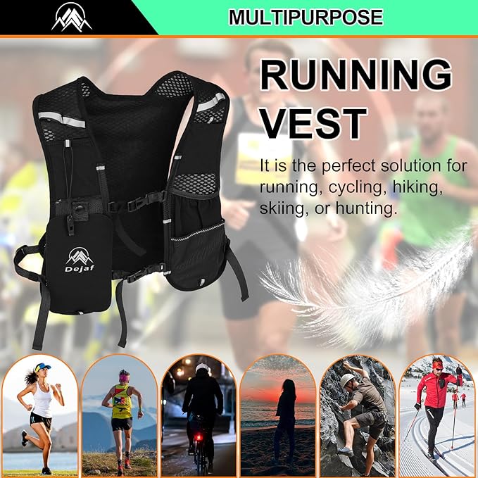 Running Vest for Women Men, Lightweight (194g/8 Bags) Hydration Backpack Phone Holder Vest for