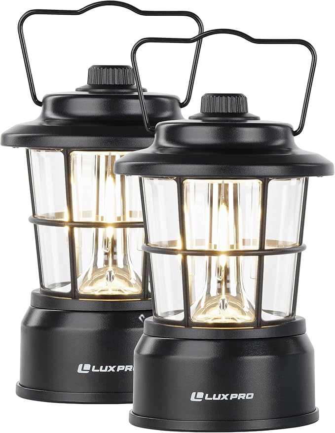 LUXPRO Retro LED Lantern - Battery-Powered Emergency Lantern - Water Resistant - Bright LED Lamp