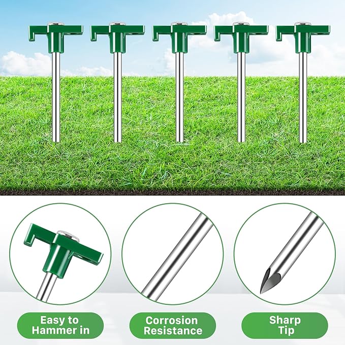 20 Pack Tent Stakes Heavy Duty, 9.6 Inch Camping Stakes, Non-Rust Metal Tent Pegs, Ground Stakes