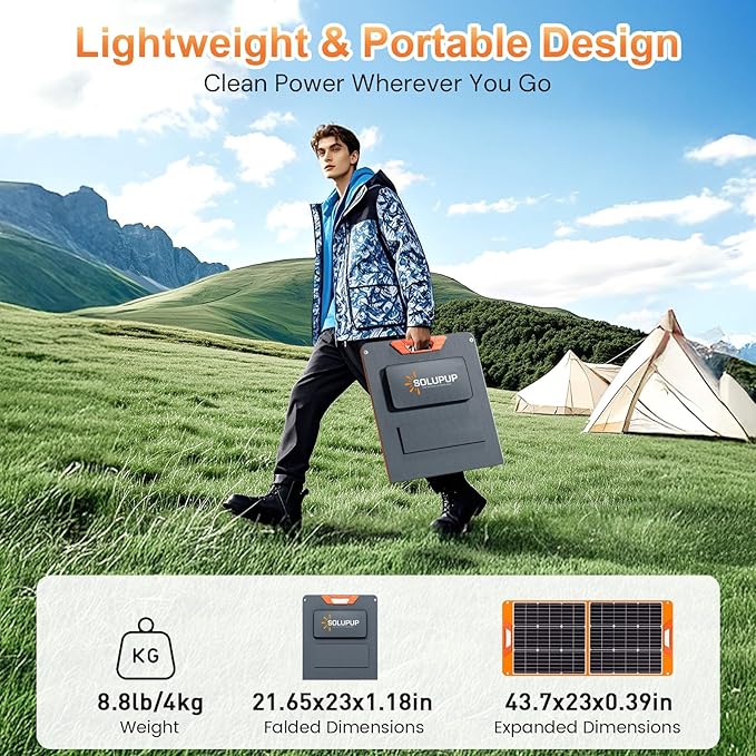 100W Portable Solar Panel for Power Station, 19.8V Foldable Solar Charger with DC/XT60/Anderson