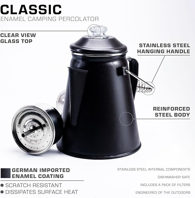 COLETTI Classic Coffee Percolator — Percolator Coffee Pot, Camp Coffee Maker – The Original Camping