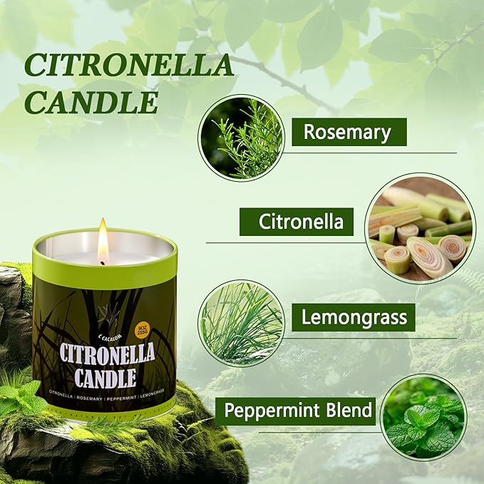 36oz Citronella Candles Outdoor Set, 4Pack Jar Candle for Patio Camping Backyard Picnic, Scented