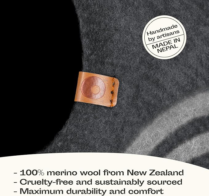 MEOWFIA Cat Cave ??Premium Felt Cat Bed for Indoor Cats, Handmade 100% Merino Wool (Large, Dark