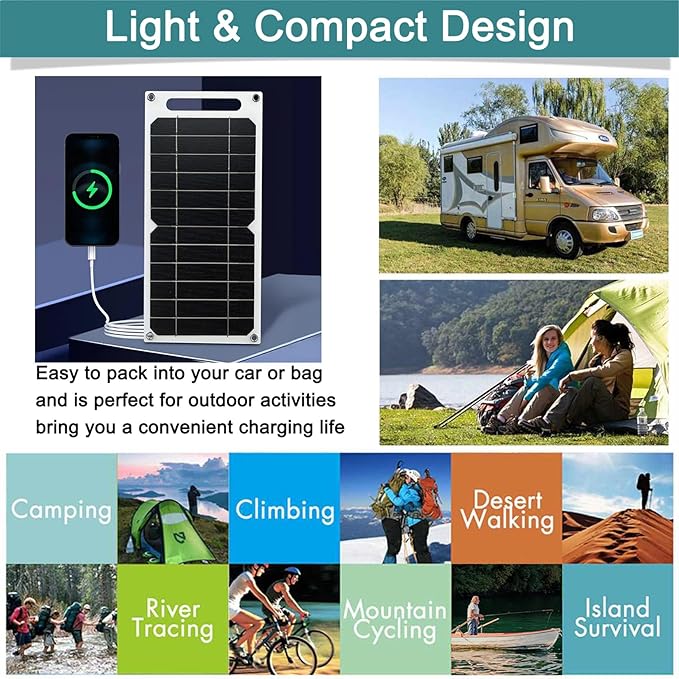 Mini 5V 6W USB Solar Panel, Portable 5 Volt 6 Watt High Efficiency Monocrystalline Solar Panel