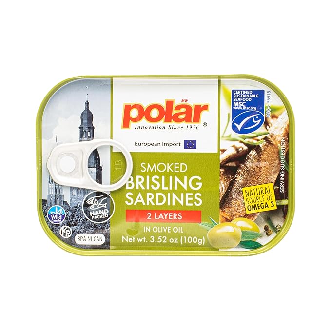 MW Polar Smoked Brisling Sardines, Wild Caught, in Olive Oil, 3.52-Ounce (Pack of 1)