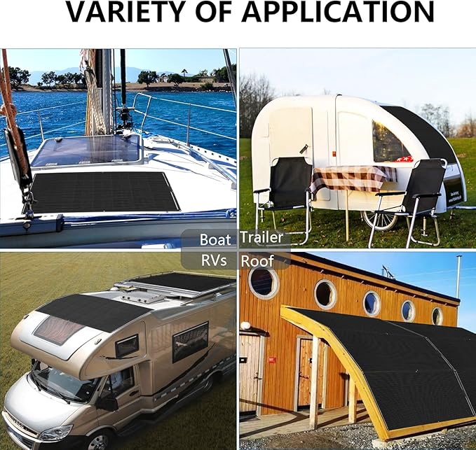 XINPUGUANG Flexible Solar Panel 200 Watts Monocrystalline Fiberglass Solar Modules Charger Off-Grid
