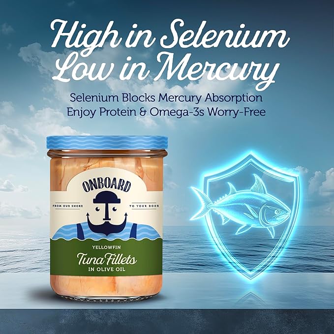 ONBOARD Yellowfin Tuna Fillets, Mediterranean Seafood Diet | Pescatarian Jarred Atun, Fresh Sea