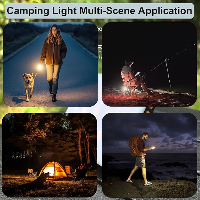 Tent Lights for Camping, Rechargeable Camping Lights for Tent, Camping Tent Light RGB Lights with 8