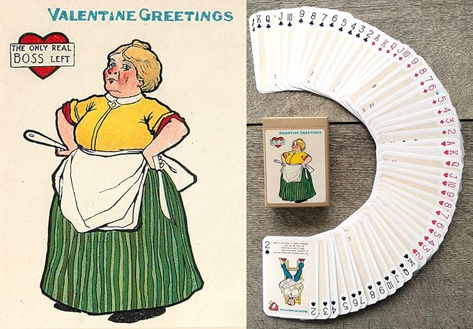 Valentine Day Playing Cards (Poker Deck 54 Cards All Different) Vintage Retro Funny Cartoons Poems