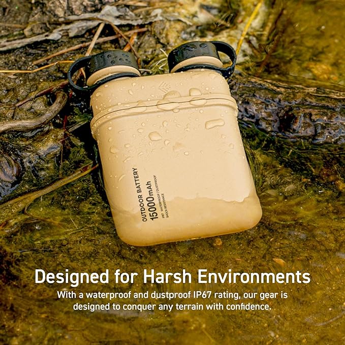 NESTOUT Rugged Power Bank, 15000mAh Outdoor Charger, 32W USB C Fast Charging PD, Waterproof IP67