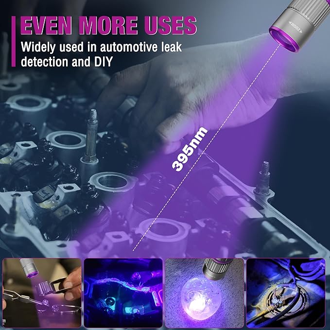 EverBrite Rechargeable Pen Flashlight with UV Light and White Light, 395nm Black Flashlight with