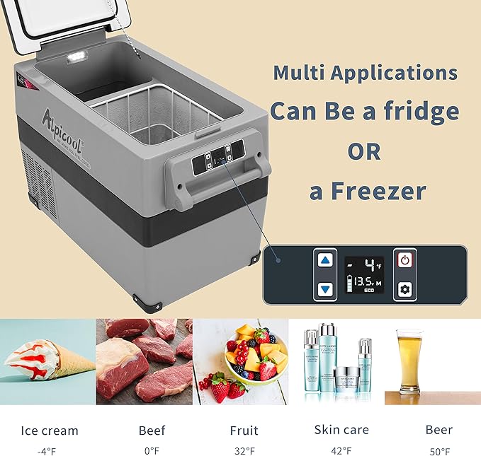 Alpicool LGCF45 Portable Refrigerator 12 Volt Car Freezer 42 Quart Mini Fridge Freezer (-4℉~68℉)