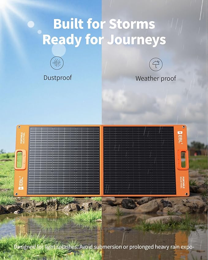 EBL Solar Panel 100W Portable Solar Panel (Upgraded) for 240/300/500/1000/1500/2000 Power Station