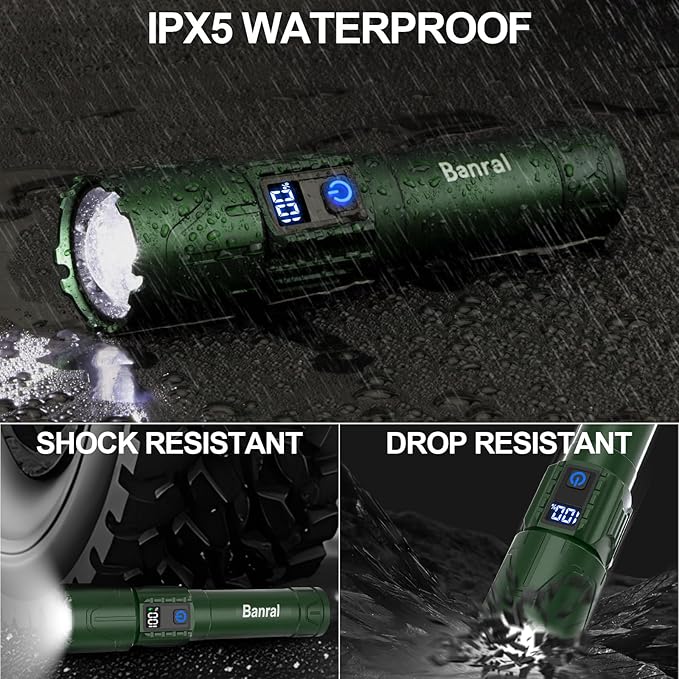 Rechargeable Flashlights High Lumens - Super Bright LED Tactical Flash Light, Powerful Waterproof