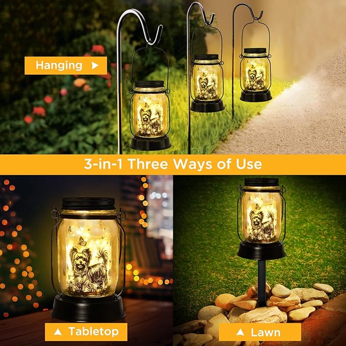 Yorkie Dog Gifts for Women/Men Yorkshire Terrier Solar Lanterns Mom Birthday Dog Lovers Lantern Pet