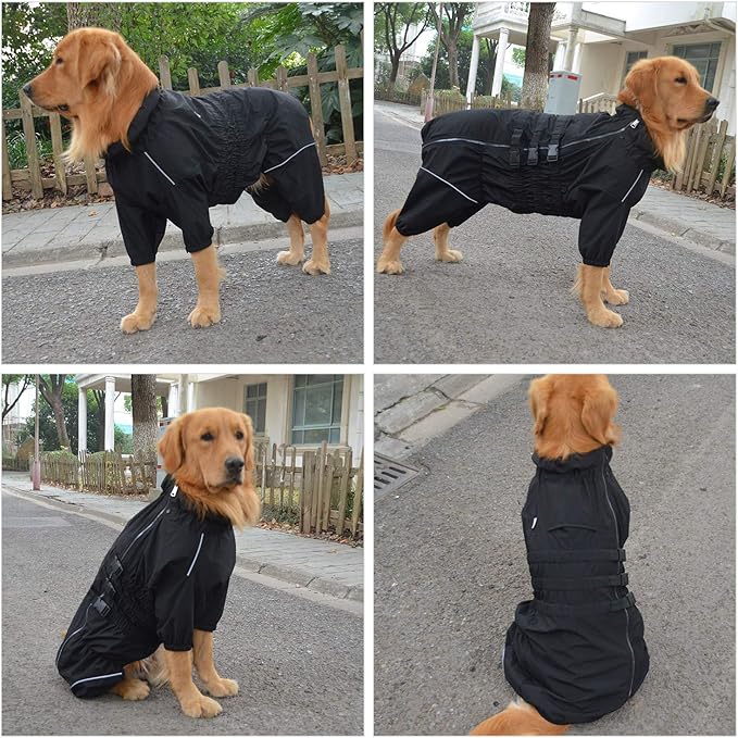 Dogs Waterproof Jacket, Lightweight Waterproof Jacket Reflective Safety Dog Raincoat Windproof