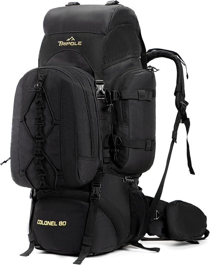 Tripole Colonel 80 Litres Internal Frame Trekking and Hiking Rucksack + Detachable Day Pack, Rain