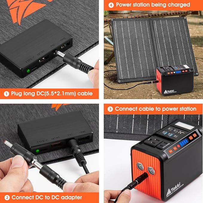 Takki 111Wh Portable Solar Generator Power Station with 21W Foldable Solar Panel, 120W Peak Solar