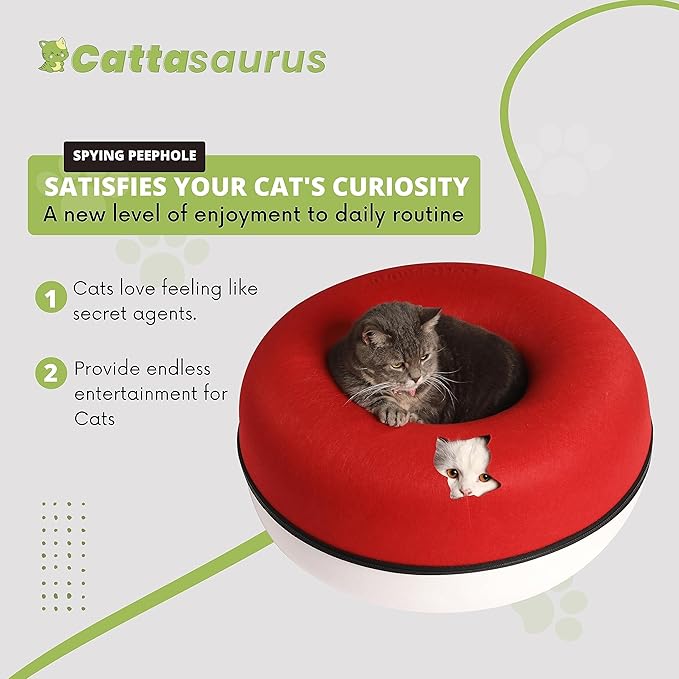 CATTASAURUS Peekaboo Cat Cave for Multiple & Large Cats Up to 30-45 Lbs, Scratch Detachable &