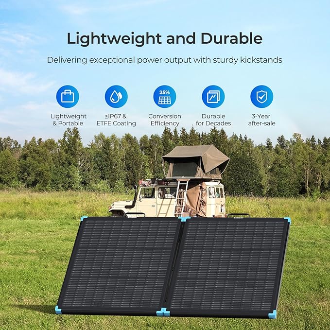 Renogy 100W Portable Solar Panel Suitcase, 25% High Efficiency N-Type Foldable Solar Charger for