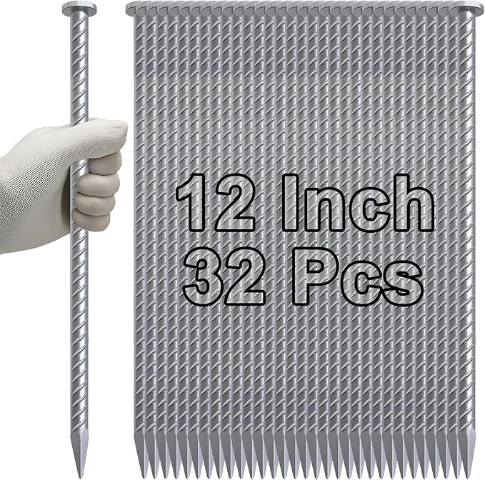 VVOKGO 12 Inch Rebar Stakes Metal Asphalt Anchoring Spikes Ground (32pcs), 1/2 Inch Diameter
