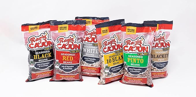 Ragin' Cajun Seasoned White Beans - 16 oz Pack, Pack of 4, Fat-Free, Gluten-Free, Reduced Sodium