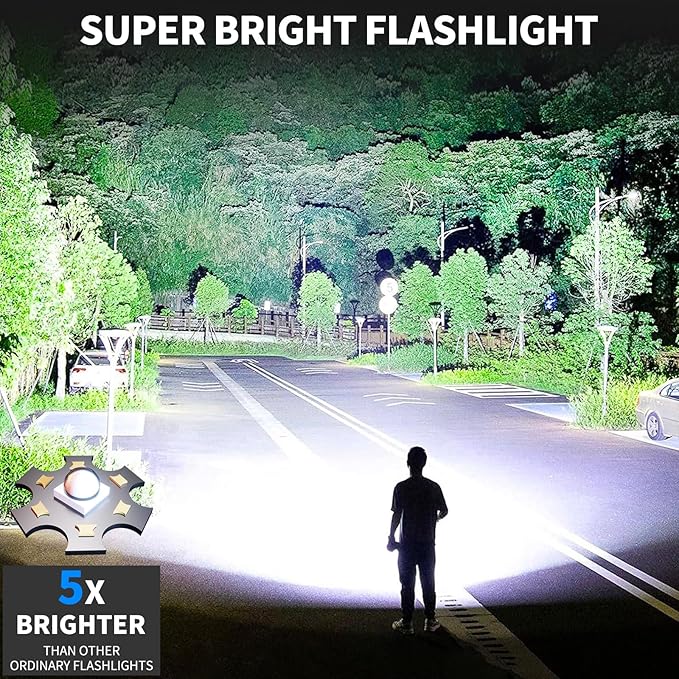 Rechargeable LED Flashlights High Lumens, 99,000 Lumen Super Bright Flashlight with 7 Modes &