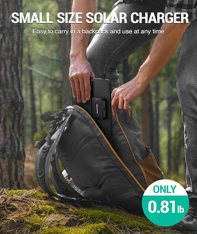 BLAVOR 10W Portable Solar Charger(5V/2A Max), Small Foldable Solar Panel with USB-C USB-A Outputs