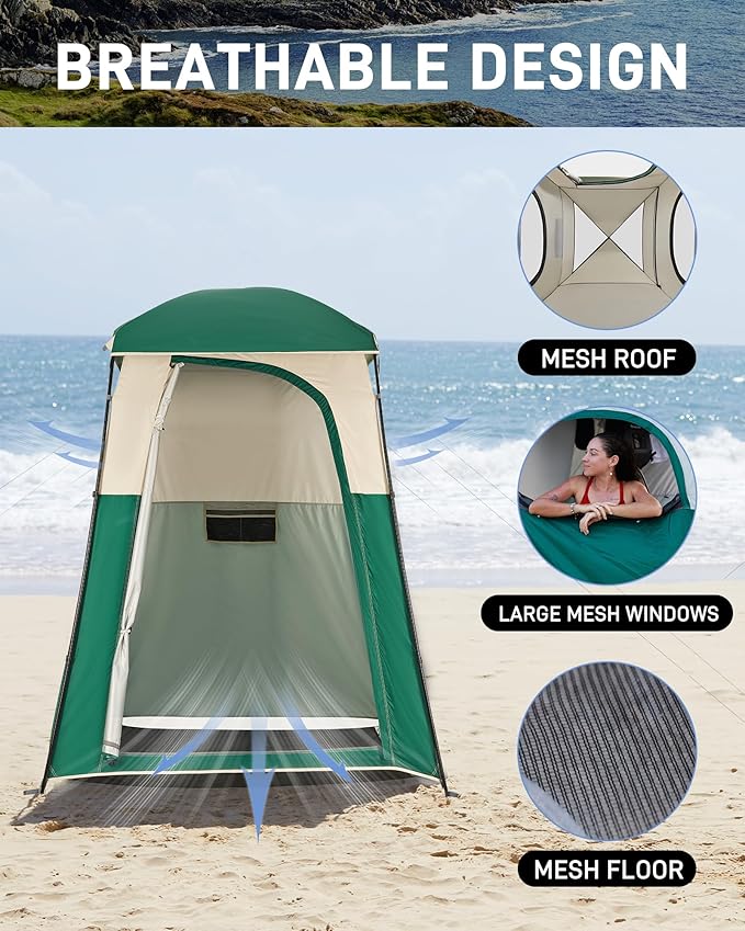 KingCamp Shower Tent, Portable Privacy Tent Outdoor Camping 1/2 Room Toilet Tents with Shower Bag &