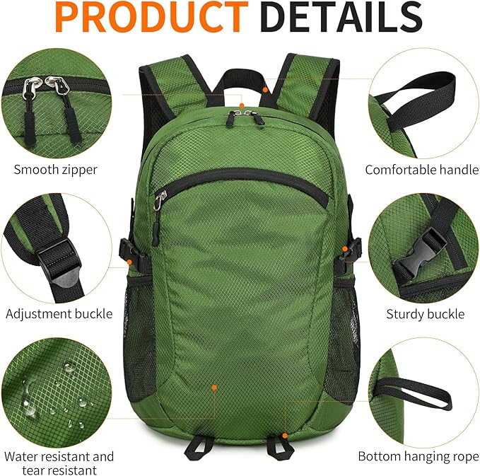 Small Hiking Daypack,15L Water-Resistant Hiking Backpack Packable Lightweight Travel Day Pack for