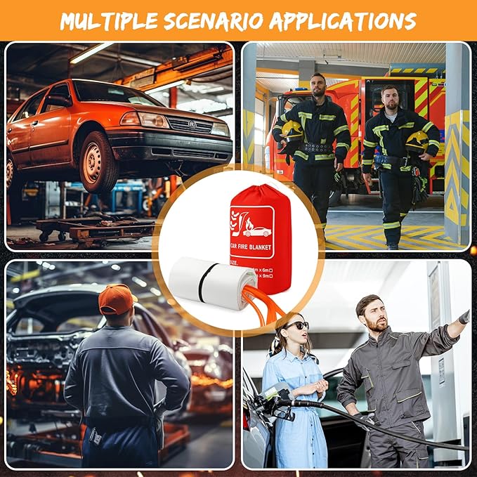 Emergency Fire Blanket for Car Vehicle Fiberglass Extinguisher Blanket Large Fire Suppression