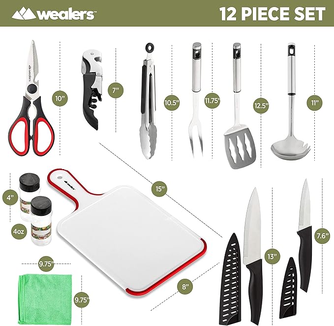 Camp Kitchen Cooking Utensil Set Travel Organizer Grill Accessories Portable Compact Gear for