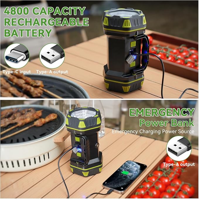AlpsWolf 2 Pack Camping Lantern Rechargeable, LED Camping Flashlight, 4800 Capacity, 8 Modes