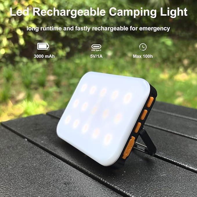 Tent Lights for Camping, Rechargeable Camping Lights for Tent, Camping Tent Light RGB Lights with 8