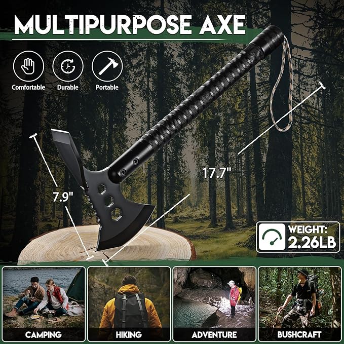 Freelander Tactical Axe 2 Pack, Sharp Tomahawk with Sheath, Portable Tomahawk with Clip and Bottle