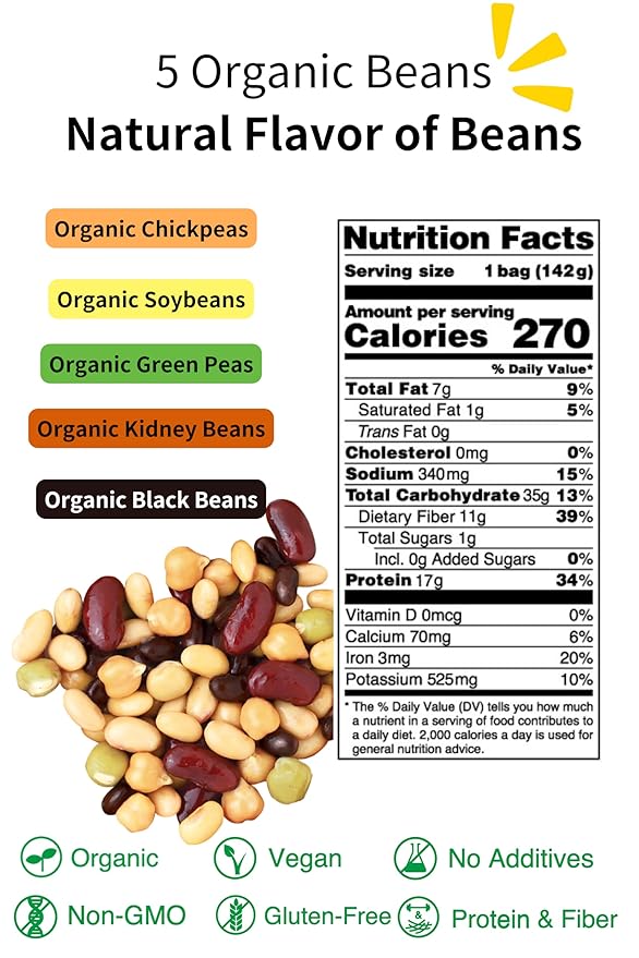 ?�Eat More Beans?‘Organic Fully Cooked Perfect Beans - Economy Pack, USDA Vegan Vegetarian Healthy