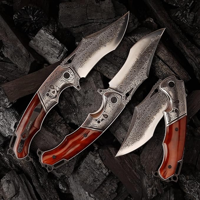 Damascus pocket knife clip leather sheath, VG10 core folding knife, portable EDC clip, outdoor