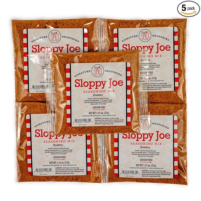 MySALT Sloppy Joe Sauce Mix 5 Pack ??Salt-Free Sloppy Joe Seasoning for Quick, Heart-Healthy Meals