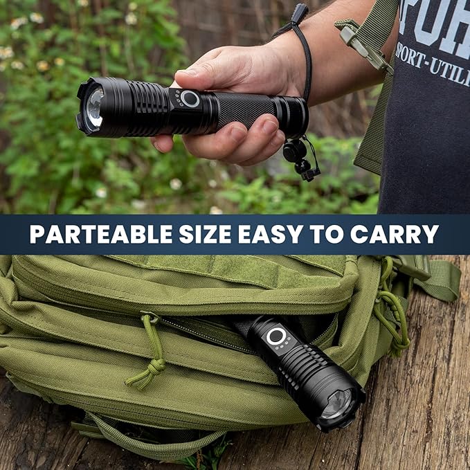 Flashlight Rechargeable 90,000 High Lumens - 3 Pack Bright LED Flash Light with 5 Modes, Handheld