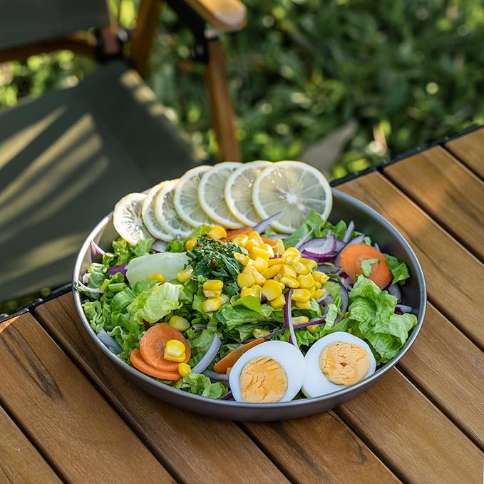 Boundless Voyage Titanium Camping Plate Dishes Saucer Lightweight Round Dinnerware Set Stackable