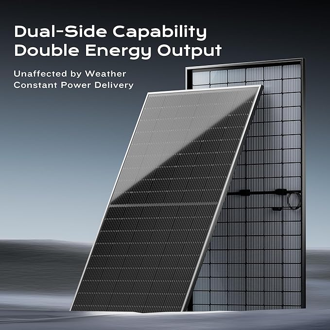 EPOCH 800W Bifacial Solar Panels,N-Type Class A 12/24 Volt Monocrystalline Solar Panel