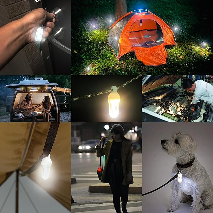 USB Mini LED Lantern, 2 Pack Waterproof EDC Keychain LED Flashlight for Camping, Type-C