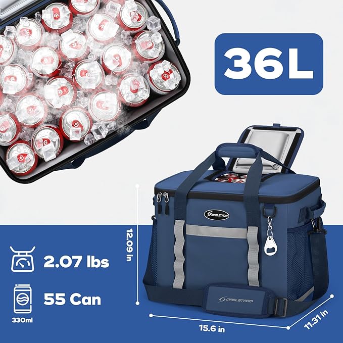 Maelstrom Collapsible Soft Cooler Bag, 24/30/60/75 Cans Beach Cooler, Ice Chest, Leakproof &